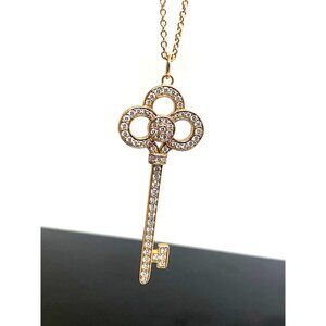 Tiffany & Co. Crown Key Diamond 0.64ctw 18k Rose Gold Large Pendant Necklace